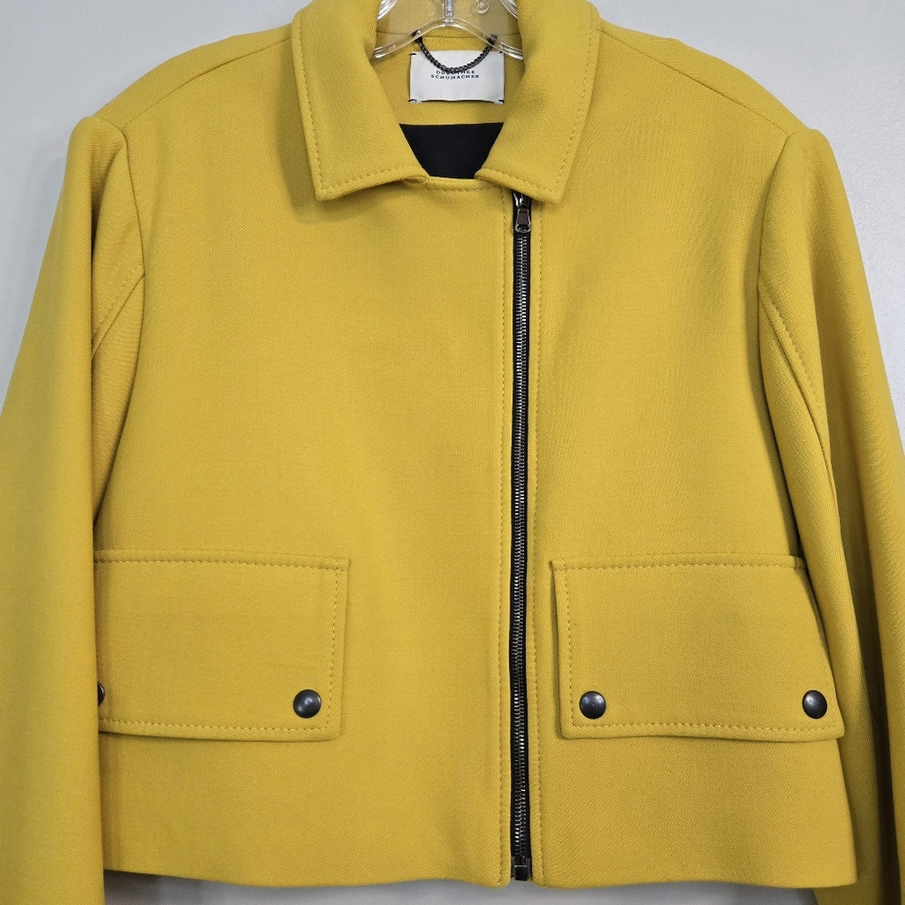 💛 Dorothee Schumacher Mustard Cropped Jacket, Size 12* ~ VGUC - Picture 2 of 15